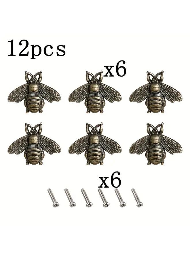 12pcs Vintage Bee Cabinet Pulls Zinc Alloy Drawer Handles Honeycomb Style Hardware - Image 1
